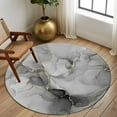 thumbnail image 3 of Grey Ombre Marble Round Rugs 7ft, Gray Marble Crack Abstract Modern Non Slip Washable Rug Runner, Low Pile Indoor Floor Carpet Mat Bathroom Rugs for Living Room, Bedroom, Kids Room, 3 of 9