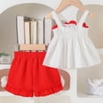 thumbnail image 4 of Xyant Toddler Baby Girl Summer Clothes Flower Embroidery Sleeveless Smocked Tops and Shorts Set Cute Infant Toddler Two Piece Outfit (Red,12-18 Months), 4 of 7
