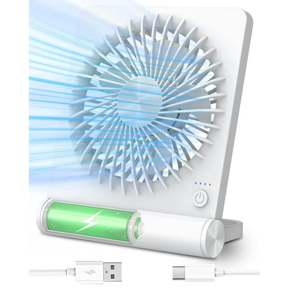 Ventilador de escritorio Tevelecin, pequeño, 7 pulgadas, 2000 mAh, recargable, USB