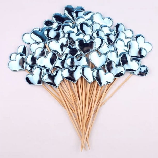 50 tarjetas decorativas para tartas de cumpleaños con forma de estrella de amor esmeriladas y en forma de PU brillante