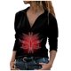 thumbnail image 1 of Blusa informal con estampado de manga larga y cuello vuelto para mujer a la moda Fridja  fjkfkj8098, 1 of 5