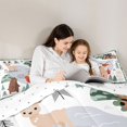 thumbnail image 4 of Castle Fairy Cute Camo Woodland Animal Twin Comforter Sets 2pcs,Fox Bear Deer Puppy Pine Bedding Set,Sage Cream White,Reversible,1 Comforter and 1 Pillowcase, 4 of 6