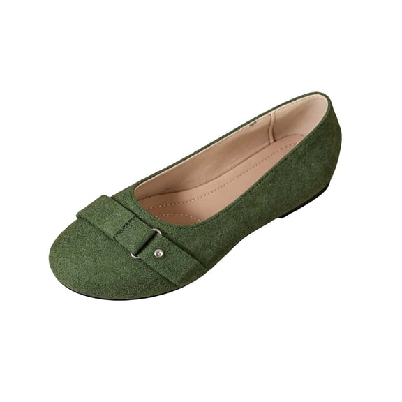 SuTry Women's Round Toe Flats Slip On Comfortable Metal Ring Detail Lightweight Casual Walking Office School Shoes(39)