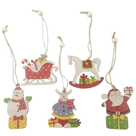 

Christmas decoration cartoon wooden Santa Claus Christmas deer pendant Christmas