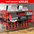 thumbnail image 4 of Large Power Tool Organizer Wall Mount with Charging Station,4 Layer Heavy Duty Metal Tool Storage Shelf Loads 600lbs,Battery Utility Rack With 4 Outlet Power Strip with 8 Cordless Drill Holder, 4 of 13