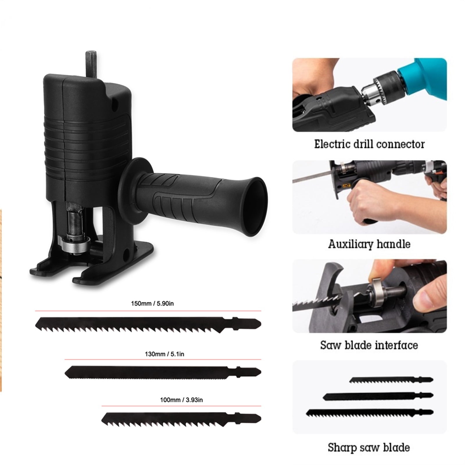 Portable Reciprocating Saw Adapter Electric Drill Modified To Chainsaw Accessory Electric Saws Drill to Jig Saws Woodwork Tools ,Easy to Operate
