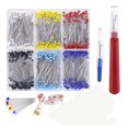thumbnail image 1 of 1000 Piezas 10 Alfileres de costura de color 38 mm Alfileres de cabeza de bola de vidrio multicolor con desgarrador de costura y cinta métrica suave para joyería de confección Fokelyi HMJM265, 1 of 4