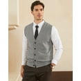 thumbnail image 5 of Kallspin Men's Vest Sweater Wool Blended V Neck Sleeveless Button Cardigan Sweater(Gray,Large,Tall), 5 of 8