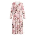 thumbnail image 5 of SEANATIVE Women's House Dress Full Length Nightgown Button Down Housecoat Soft Cozy Long Sleeve Lounge Dress Comfort Sleepwear Nightdress, L, Pink Floral, 5 of 7