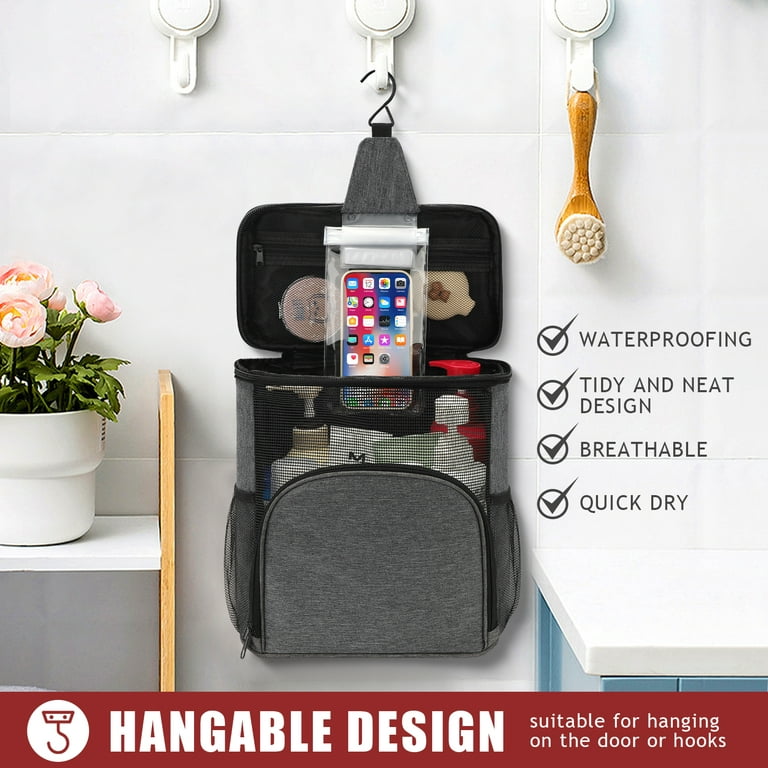 Livhil Shower Bag with Phone Holder for College Dorm, Hanging Portable Mesh  Gym Shower Caddy Toiletry Bag for Women Men 