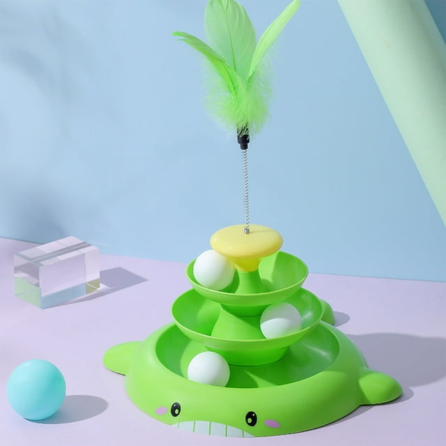 TIMIFIS Cat Toys Pet Turntable Cats Toy Four Layer Space Tower Cats Turntable Can Insert Feather Cats Self Hi Relaxation ToolFall/Winter
