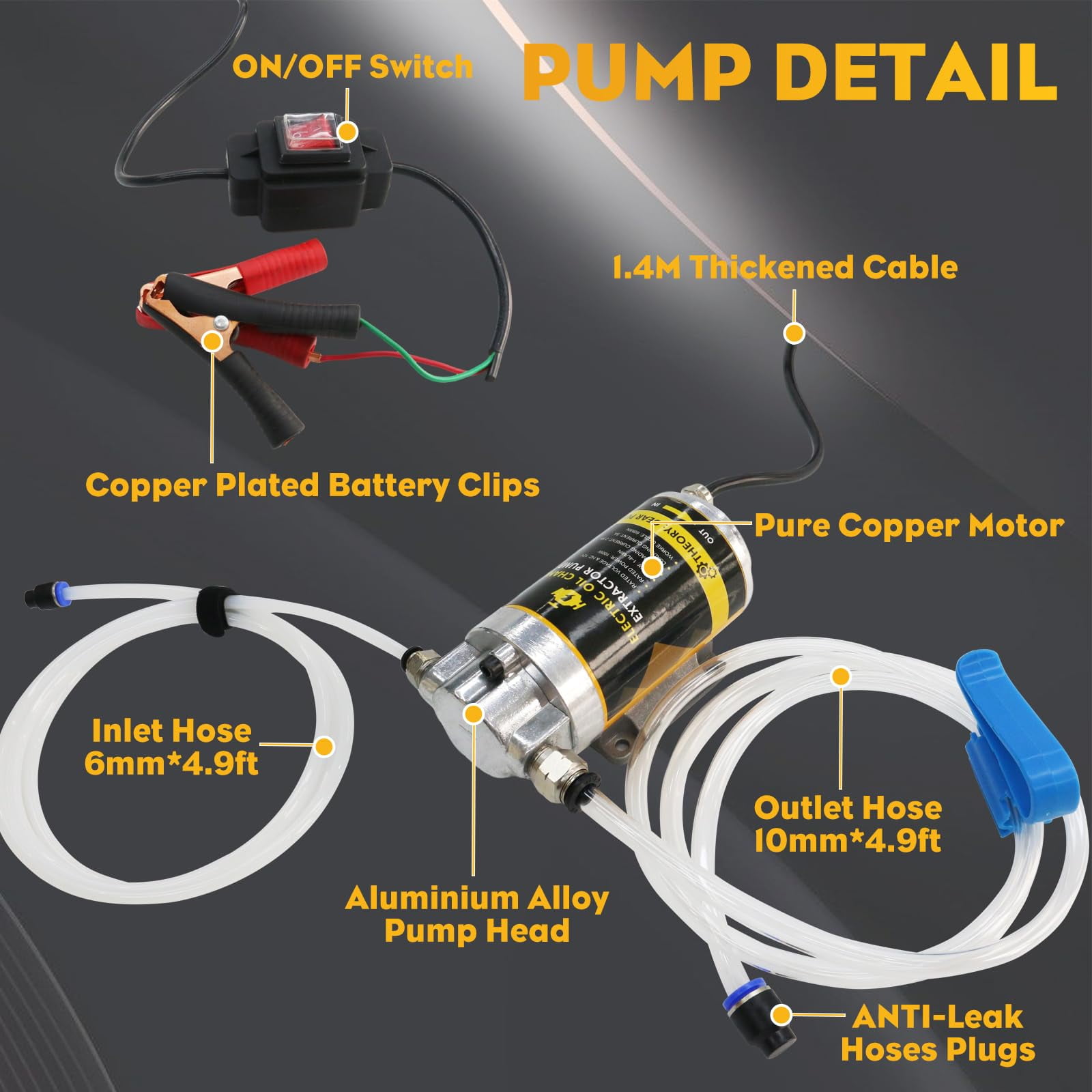 Steauty ​ 12V 100W Electric Oil Transfer Pump, Portable Fluid Extractor for Car Truck Motorcycle Boat