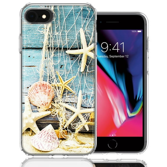 MUNDAZE For Apple iPhone 7/8/SE Starfish Net Design Double Layer Phone Case Cover