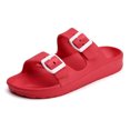 thumbnail image 2 of Outdoor indoor Women's Comfort Slides Double Buckle Adjustable Flat Sandals (Red, 39), 2 of 4