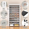 thumbnail image 5 of 10 Tier Shoe Rack with Covers Large Capacity Stackable Tall Shoe Shelf Storage for 50-55 Pairs Shoe and Boot, Sturdy Free Standing Shoe Rack Organizer for Closet, Entryway, Bedroom, Printing, 5 of 7