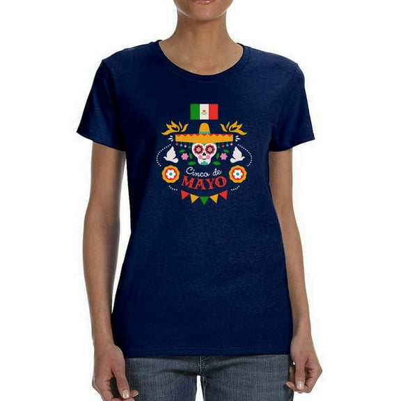 Cinco De Mayo Cute Calavera Shaped T-Shirt Women -Image by Shutterstock, Female 3X-Large