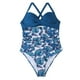 thumbnail image 2 of Gibobby Traje de baño completo mujer Traje de baño de mujer sin espalda estampado a cuadros(Azul,CH), 2 of 4