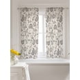 thumbnail image 3 of Grey Paisley Curtains 54 Inch Length, Sheer Curtains for Bedroom Living Room Window Boho Flower Botanical Leaf Branch Rod Pocket Voile Drapes Kitchen Curtains Small Half Window 52"x54" 2 Panels, 3 of 7