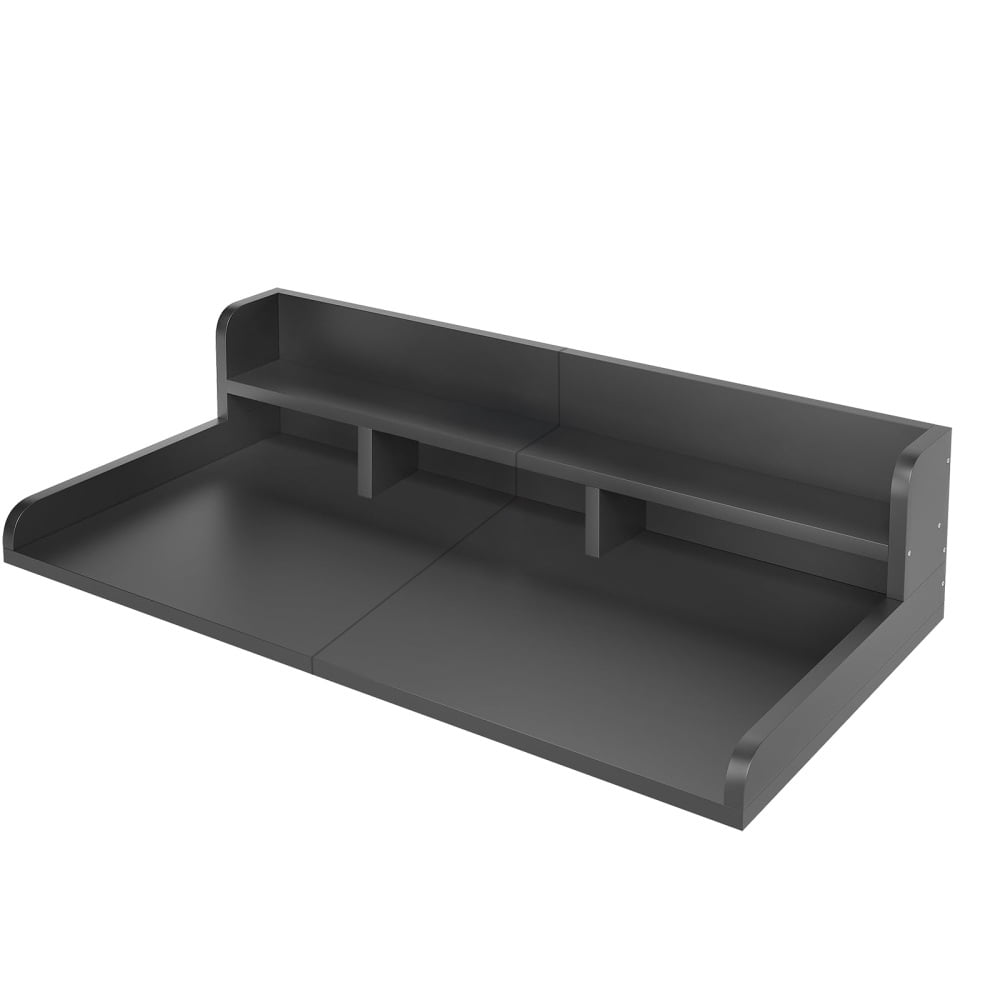 2-Tier Washer Dryer Countertop with Edge Rails, Washer and Dryer Double Topper, Water-Resistant Laundry Topper for Laundry Hamper Counter Storage, Black, 54" W x 27.5" D, Black