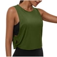 thumbnail image 2 of Womens Workout Fitness Tank Tops Cropped Sleeveless Breathable Cozy Gym Yoga Running Athletic Shirts 06-Green L, 2 of 5
