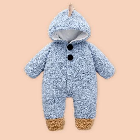 

purcolt Baby Boys Girls One-Piece Plush Hooded Jumpsuit Autumn Winter Warm Footie Romper Outfits Animal Ear Infant Snaps Fleece Bodysuit Playsuit Newborn Clothes