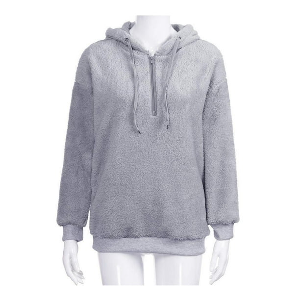 Topcobe Women s Pullover Hoodie For Women Long Sleeve Hooded Fleece Sweatshirts For Juniors Wine Red Gray Sweater Outwear Warm Fuzzy Zip Up