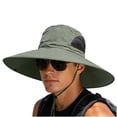 thumbnail image 2 of UTSJKR Mens Extra Wide Brim Mesh Side Fishing Bucket Hat with Secure Chin Cord for Spring River Angling Forest Trek Riverside Camping Wind Resistant Full Coverage Outdoor Gear Army Green, 2 of 7