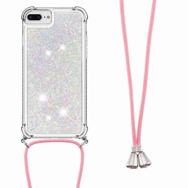Funda FOXDOCK para iPhone 7 Plus/8 Plus con Cuerda Ajustable, Brillo Líquido, Protección Antigolpes y Lente – Ideal para Regalo