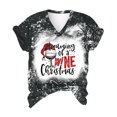 thumbnail image 4 of Pntutb moda navideña mujer casual con cuello en V blusa estampada manga corta camiseta tops Pntutb Pntutb-3234, 4 of 6