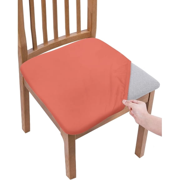 Dining Room Chair Cover,Coral Red Elastic Stretch Chair Slipcovers Super Fit Desk Seat Cover Removable Kitchen Chair Set of 4