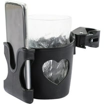 PEAKTREND 2 in 1 Stroller Cup Holder with Phone Holder, Drink Cup Bottle Holder Easy to Install Practical Cup Phone Holder Bottle Holder for Stroller Bike, Wheelchair/Walker