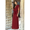 thumbnail image 3 of KOH KOH Long Bridesmaid Formal Short Sleeve V-Neck Full Floor Length Flowy Cocktail Summer Evening Wedding Guest Party Tall Maxi Dress Gown For Women Crimson Dark Red Large US 12-14 NT026, 3 of 6