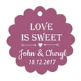 thumbnail image 1 of 100 PCS Love is Sweet Personalized Scallop Edge Wedding Favor Gift Paper Tags Custom Made Hang Tags, 1 of 1
