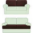 thumbnail image 1 of CHUN YI 2 Piece Stretch Couch Sofa Backrest Cushion Slipcover Checks Spandex Jacquard Fabric (T 2PC, Chocolate), 1 of 6