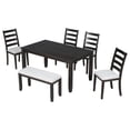thumbnail image 5 of Rustic Style 6-Piece Dining Room Table Set , Home Dining Room Furniture with 4 Upholstered Chairs and A Bench (Espresso), 5 of 9