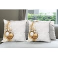 thumbnail image 6 of Ambesonne Christmas Throw Pillow Cover 4 Pack, New Years Ribbon, 18", White and Beige, 6 of 7