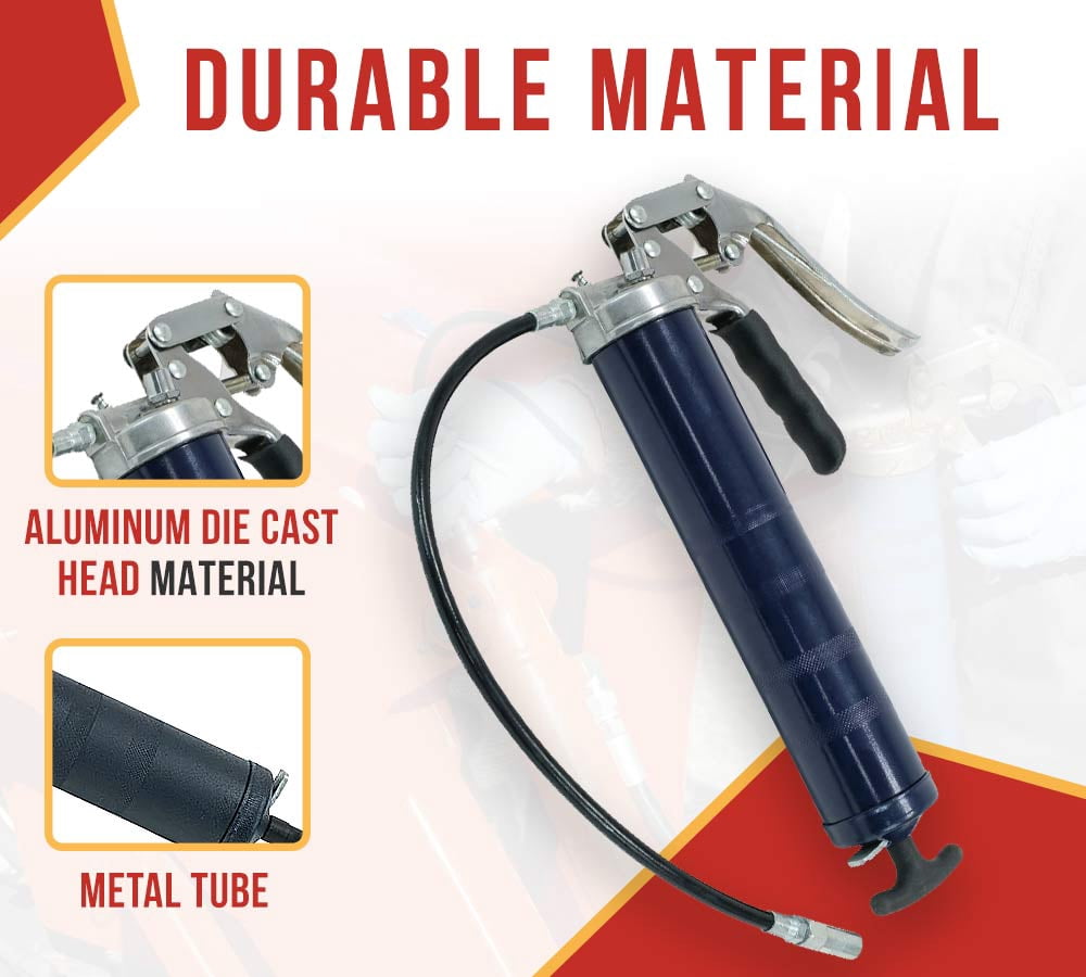 (2 Pack) Pistol Grip Grease Gun, 5000 PSI, 18" Hose, Capacity, 16oz Bulk/ 14oz Cartridge