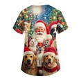 thumbnail image 3 of Garbnen Christmas Scrub Tops for Women V Neck Short Sleeve Women Tops Winter Fall Xmas Print Nursing Scrubs with Pockets S-5xl, 3 of 4