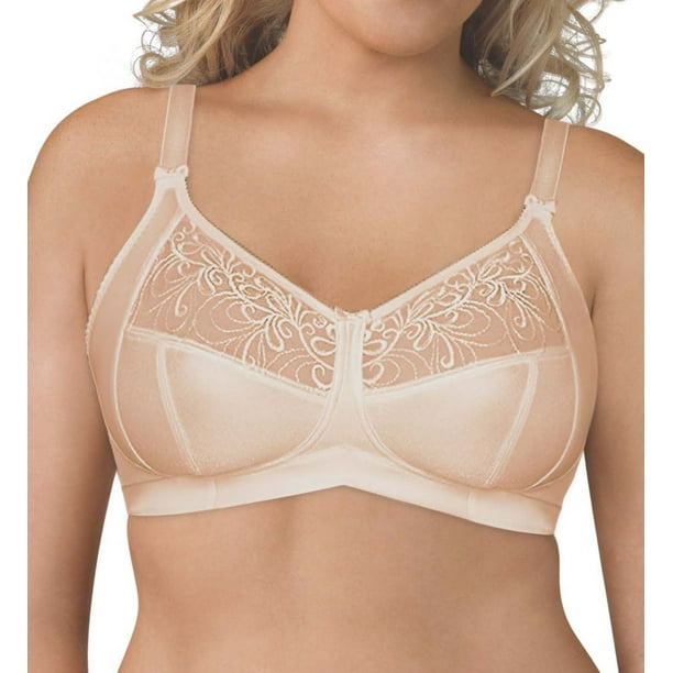Women's Exquisite Form 5100514 Wirefree 4-Part Cup Bra with Embroidered  Mesh (Nude 44DDD) 