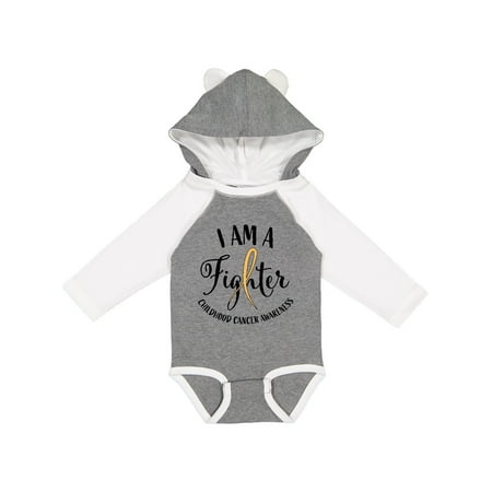 

Inktastic I am a Fighter- Childhood Cancer Awareness Gift Baby Boy or Baby Girl Long Sleeve Bodysuit