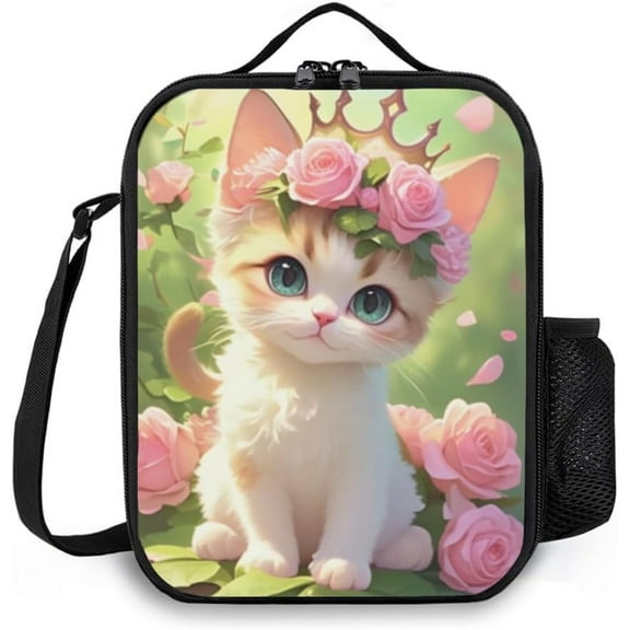 Insulated Lunch Bag, Reusable Portable Lunch Box With Shoulder Strap, Cat Lunch Bag, Funny Cute Bento Lunchbox Cooler Thermal Meal Tote Kit