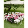 thumbnail image 5 of 60x102 Inch Outdoor Tablecloth with Umbrella Hole Zipper Rectangle Pink Roses Rectangular Tablecloths Outside Waterproof Spring Floral Butterflies Watercolor Modern Art Patio Table Cover for Picnic, 5 of 8