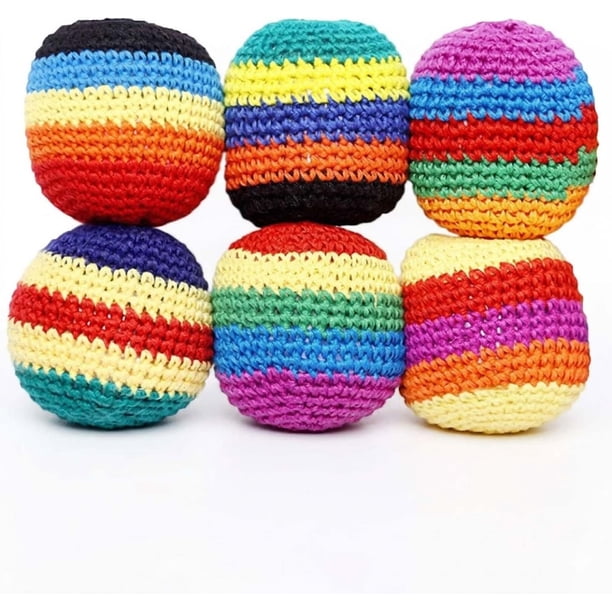 Lekihaqq Handmade Knitted Footbags Set Juggling Balls Crochet Kicking Sacks Active Play Toys