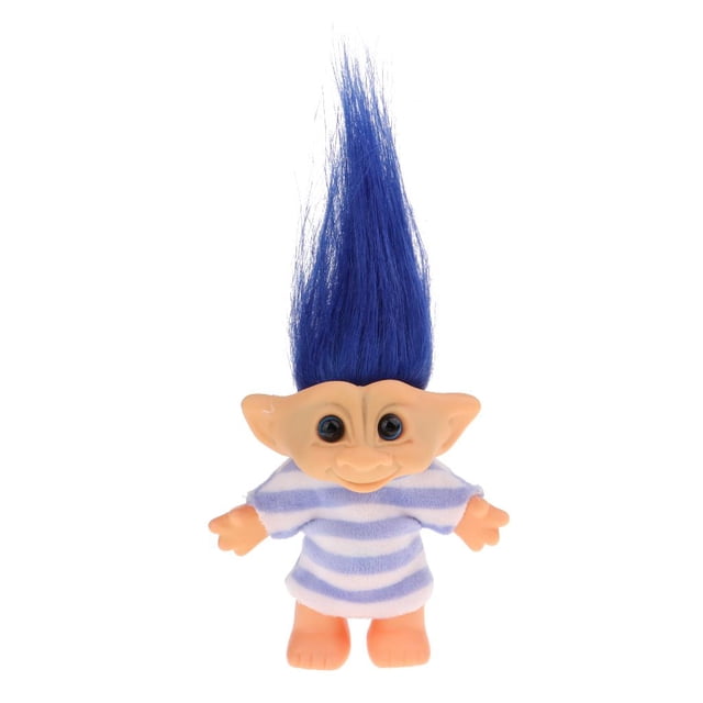Delicado azul Lucky Troll Doll Dams Doll Mini s de acción de juguete para decoración de tartas / manualidades de decoración de casa de muñecas Zulema Muñeca de Trolls Vintage