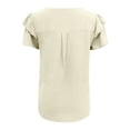 thumbnail image 7 of Lixiuxyad Women Dressy Casual Tops Business Work Blouses Summer Shirts Short Sleeve Crew Neck Trendy Flowy,Beige L, 7 of 7