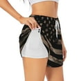 thumbnail image 3 of Lsque American Flag with Desert Camouflage Printed Women's Running Shorts with Liner Pockets,Elastic Quick Dry Workout Athletic Gym Yoga Shorts,Womens High Waist Shorts-Medium, 3 of 9