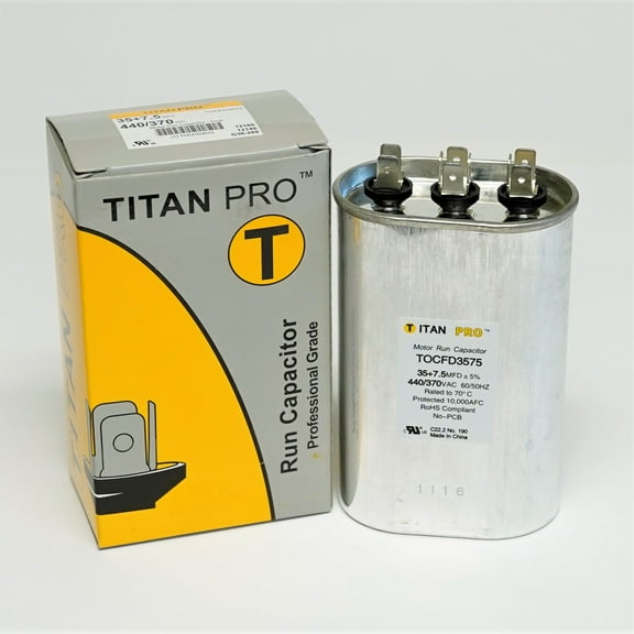 Titan Pro Motor Dual Run Cap,30/7.5 MFD,370-440V TOCFD3075