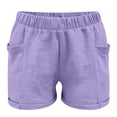 thumbnail image 5 of FASHOFT Boys Linen Shorts Summer Elastic Waist Casual Shorts for Boys with Pockets Purple 8-9 Years, 5 of 5