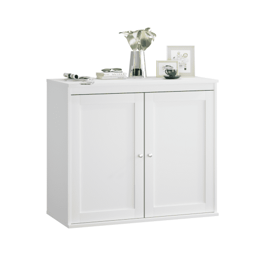 Xukmct Kitchen Storage Cabinet with Shelves, 2 Doors Coffee Bar Cabinet Sideboard for Dining Room, Living Room, White