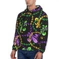 thumbnail image 3 of Haiem Mardi Gras6 Patterned Men's Hoodie with Kangaroo Pocket - Ideal Pullover Sweatshirt for Daily Wear, Travel, and Home-4X-Large, 3 of 7